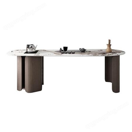 岩板功夫茶桌椅组合轻奢意式极简茶台 鼎富DF-022443