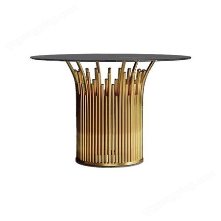 鼎富金属餐桌家用圆形茶几商用洽谈桌玻璃台DF-350