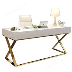 鼎富DF105书桌小户型简约不锈钢钢琴烤漆写字台家用办公书桌