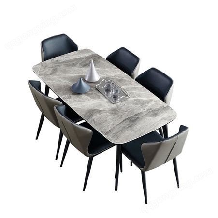 岩板餐桌椅组合 现代简约小户型餐桌 新款餐桌