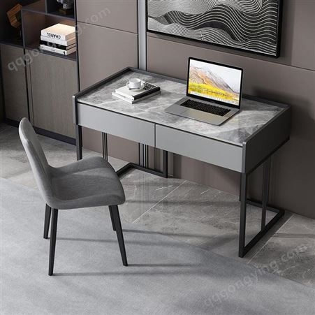 鼎富DF-022406家用电脑桌 书房亮光岩板书桌 带抽屉写字桌椅组合