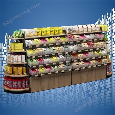 坚塔梯形四层商品展示零食店货架