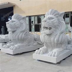 门前石狮子图片,2米高石雕狮子