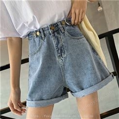 广东清远大学生女式牛仔短裤 时髦韩版复古牛仔短裤可上门看货拿货的服装