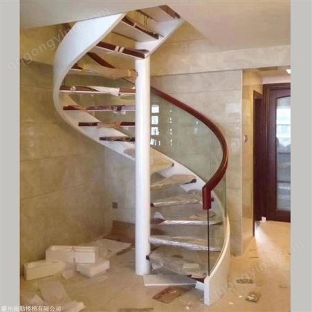 钢木楼梯廊坊弧形钢木楼梯 钢木楼梯价格