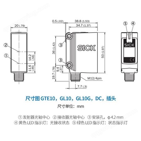 SICK双透镜反射式光电传感器GL10-P4112 1065879西克光电传感器