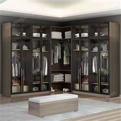 铝唯定制款L型玻璃门全铝衣柜 简易板式衣柜 平开门整体大衣橱柜