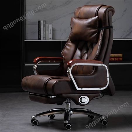 厂家老板椅办公椅实木可躺电脑椅家用书房椅耐磨按摩椅真皮大班椅