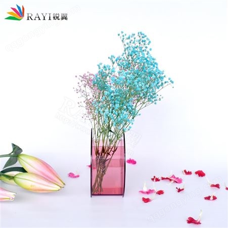 创意桌面摆件异形亚克力花瓶彩色有机玻璃展示鲜花盒定制