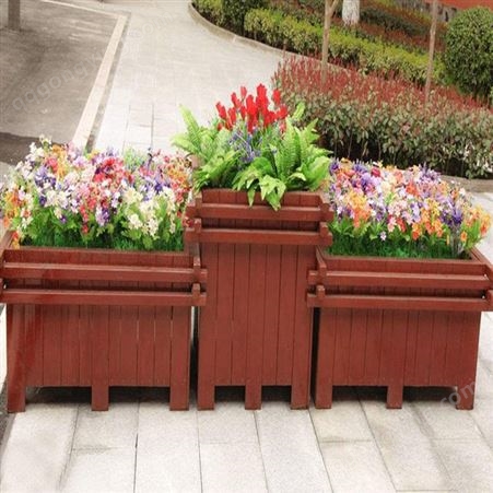 花箱 移动组合花箱花盆 防腐木花箱户外碳化长方形阳台种植箱