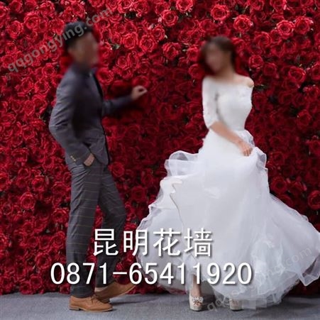 仿真花墙 背景墙布景 室内装饰 昆明婚礼创意网红假花玫瑰花