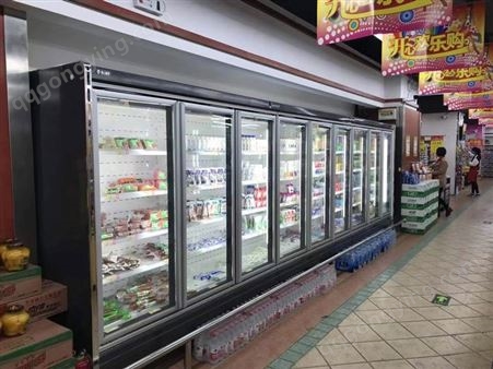 超市酒水饮料展示柜厂家 定做玻璃门冷藏展示柜冷风柜