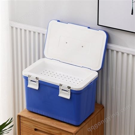 便携式车载冷藏箱冰块保存 户外冰桶海鲜保冷箱外卖箱 12L蓝盖