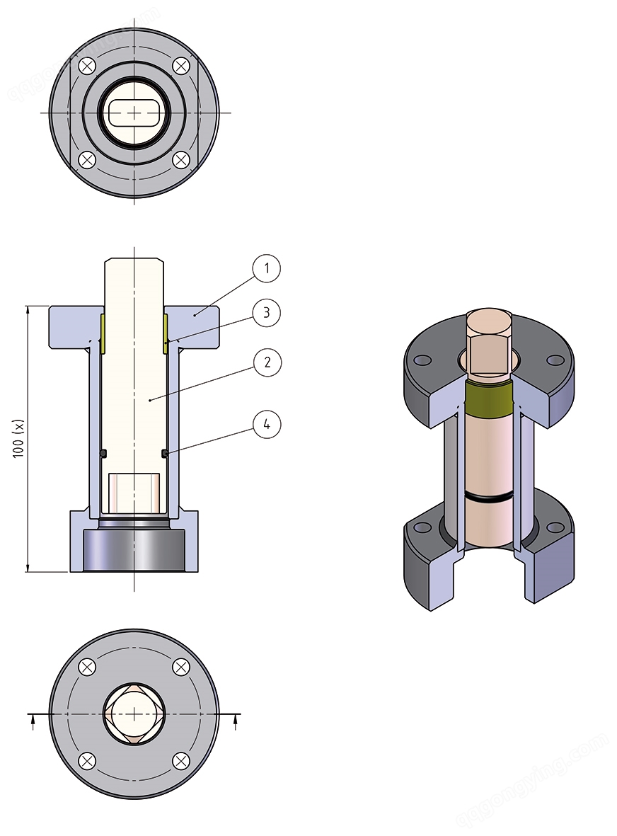 分体法兰二通球阀  ITEM 472/473型与执行器连接延伸轴