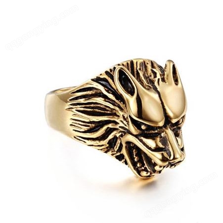 ebay 欧美不锈钢戒指 男士霸气狼头戒指 外贸饰品厂家货源