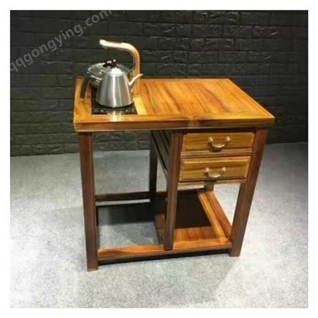 南宁实木餐边柜古典茶水柜台批发 移动小茶桌置物架办公室茶台烧水台