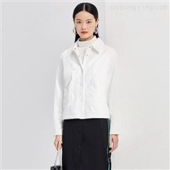 服装生产厂家批发 时尚短款白色宽松休闲薄款衬衫羽绒服外套